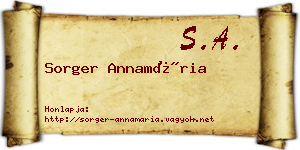 Sorger Annamária névjegykártya